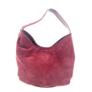 Tory Burch Women's Maroon Suede Hobo Bag #10005634 06-16